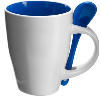 Tazza in ceramica con cucchiaio, capacità 300 ml Eduardo