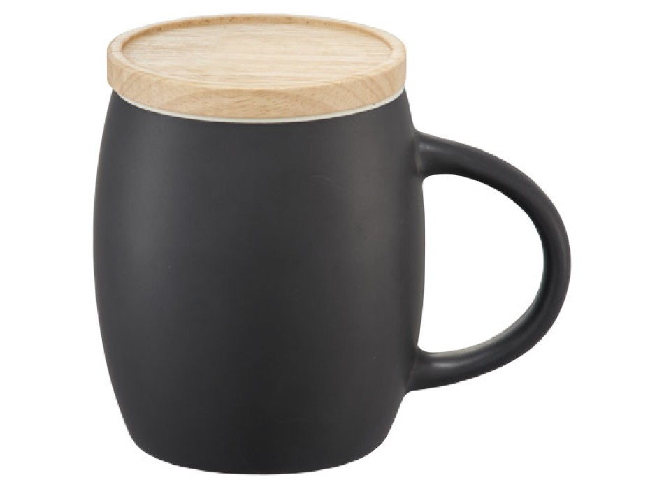 Tazza in ceramica Heart con coperchio in legno da 400 ml