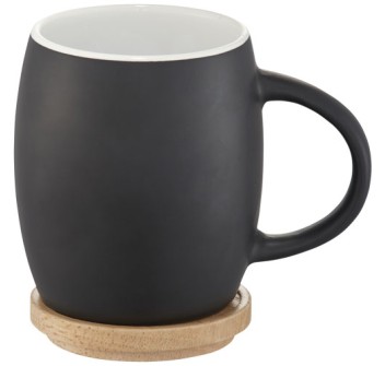 Tazza in ceramica Heart con coperchio in legno da 400 ml