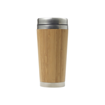 Tazza termica in acciaio inox e bamboo, a doppia parete