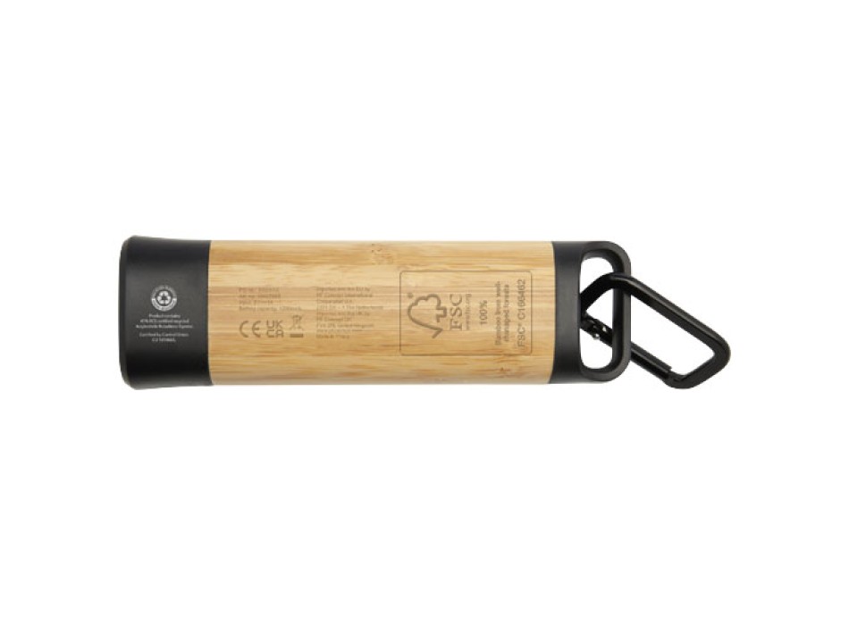 Torcia con moschettone in bambù/plastica riciclata RCS Kuma
