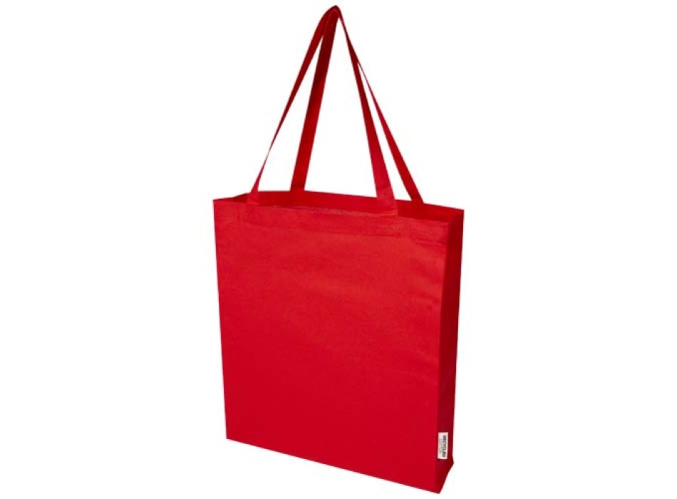 Tote bag a soffietto in cotone riciclato certificato GRS da 140 g/m² Madras