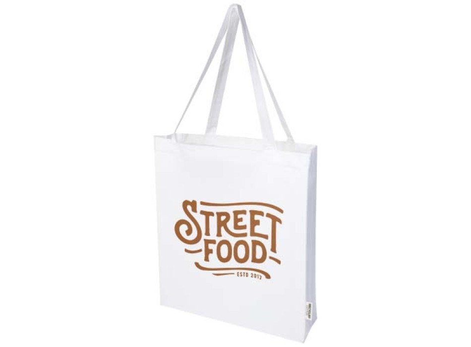 Tote bag a soffietto in cotone riciclato certificato GRS da 140 g/m² Madras