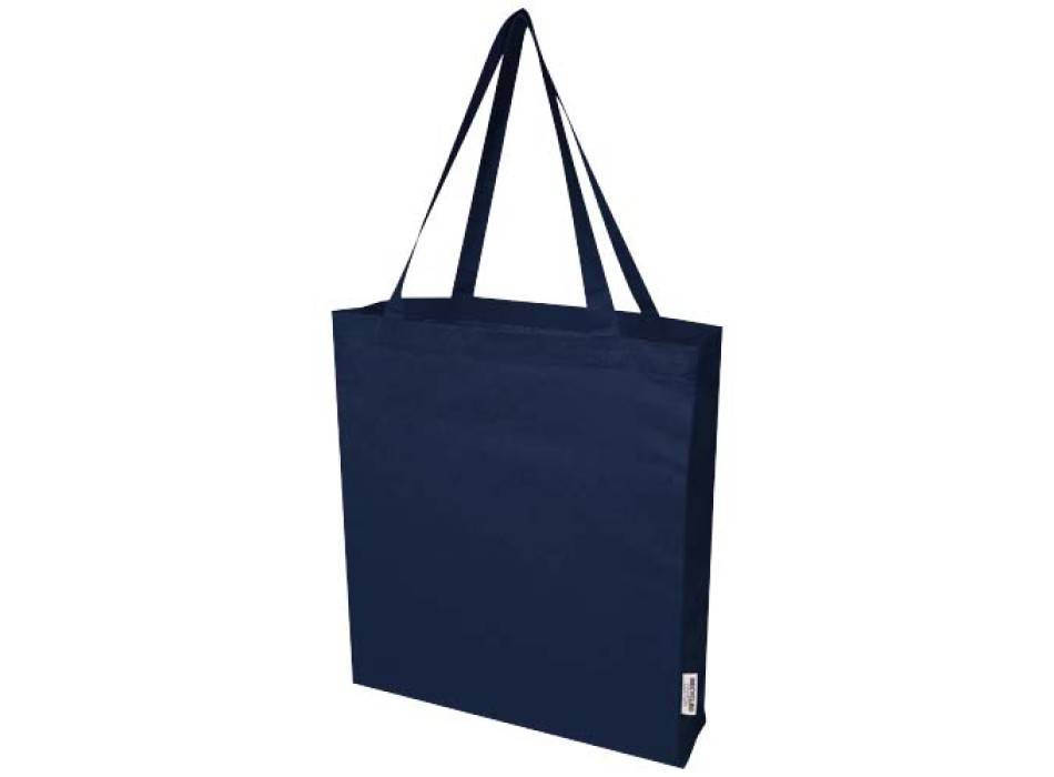 Tote bag a soffietto in cotone riciclato certificato GRS da 140 g/m² Madras