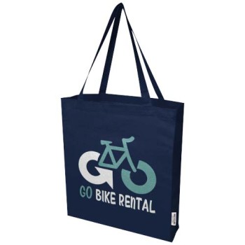 Tote bag a soffietto in cotone riciclato certificato GRS da 140 g/m² Madras