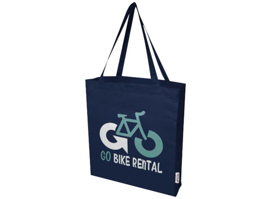 Tote bag a soffietto in cotone riciclato certificato GRS da 140 g/m² Madras
