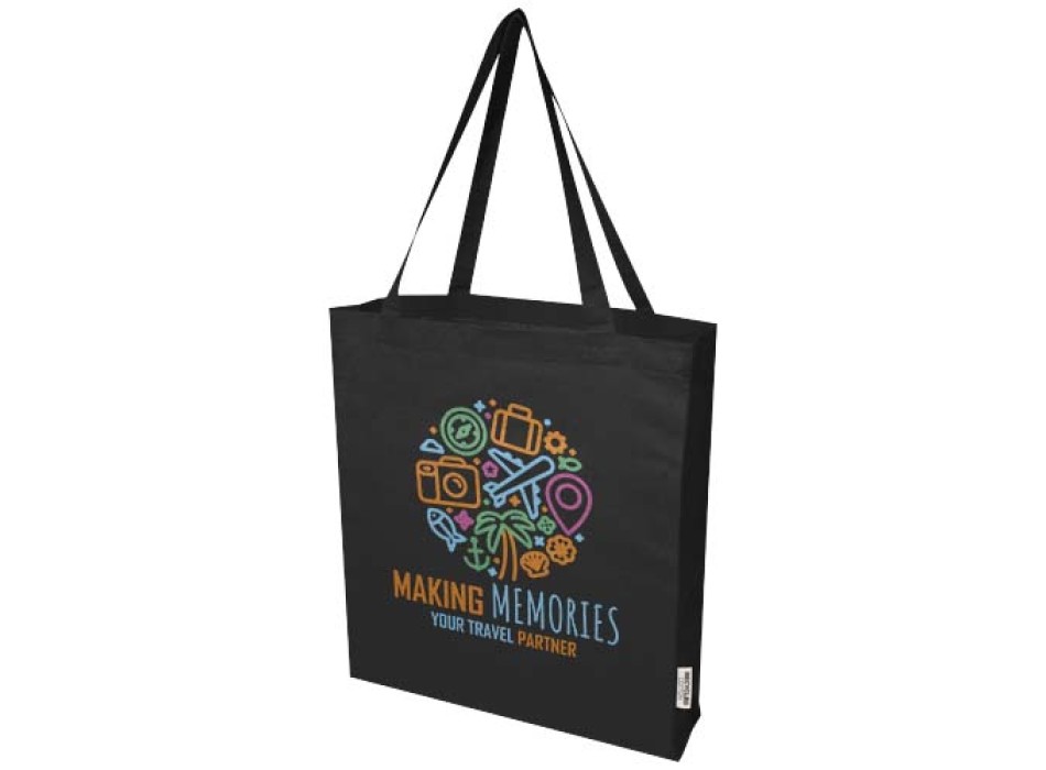 Tote bag a soffietto in cotone riciclato certificato GRS da 140 g/m² Madras