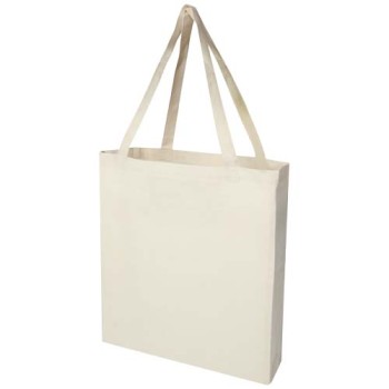 Tote bag a soffietto in cotone riciclato certificato GRS da 140 g/m² Madras