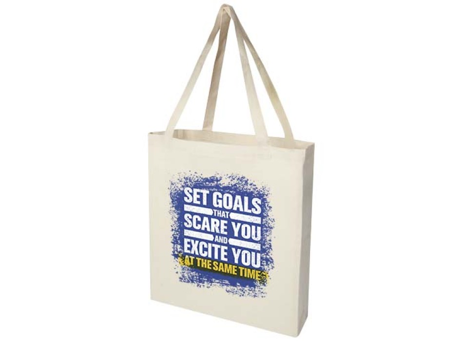 Tote bag a soffietto in cotone riciclato certificato GRS da 140 g/m² Madras