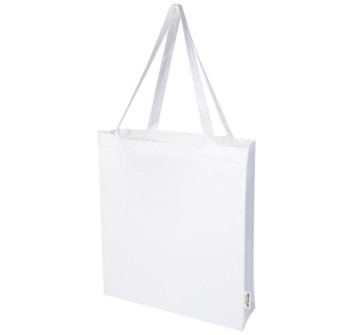 Tote bag a soffietto in cotone riciclato certificato GRS da 140 g/m² Madras