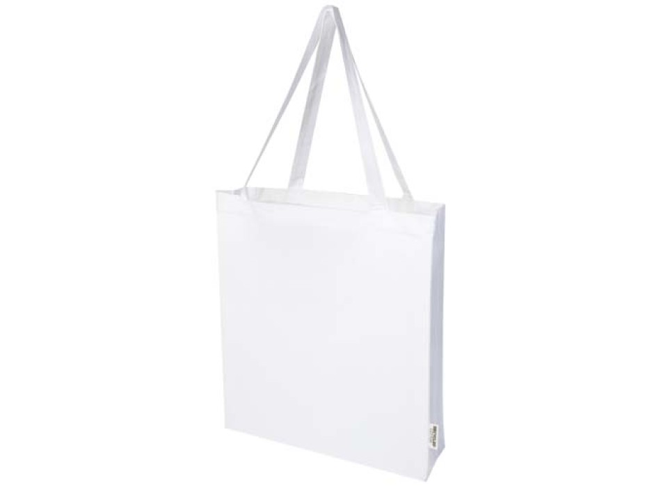 Tote bag a soffietto in cotone riciclato certificato GRS da 140 g/m² Madras