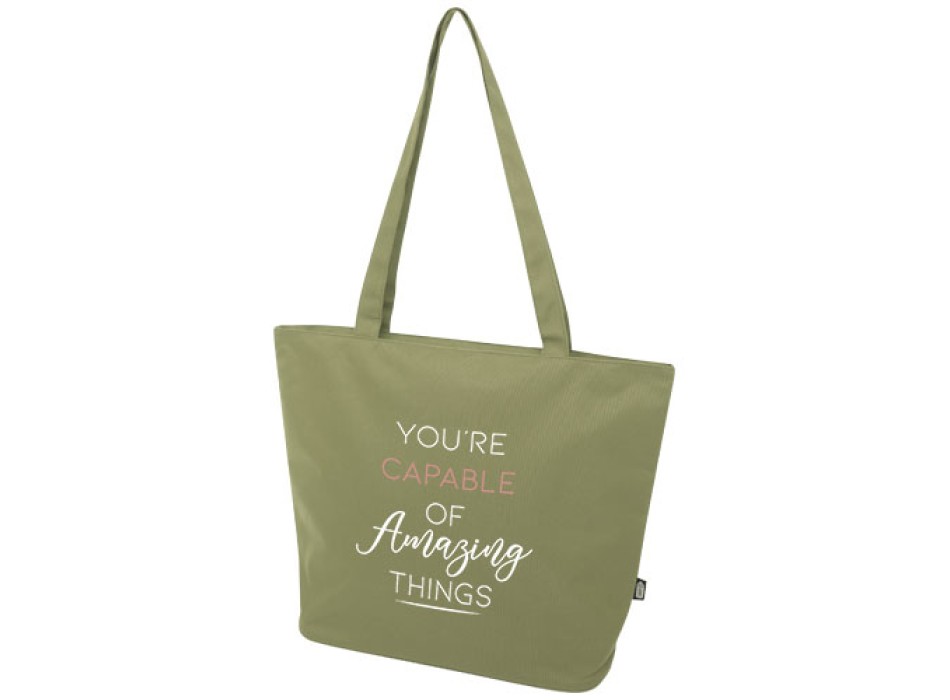 Tote bag in materiale riciclato certificato GRS con cerniera Panama 20l