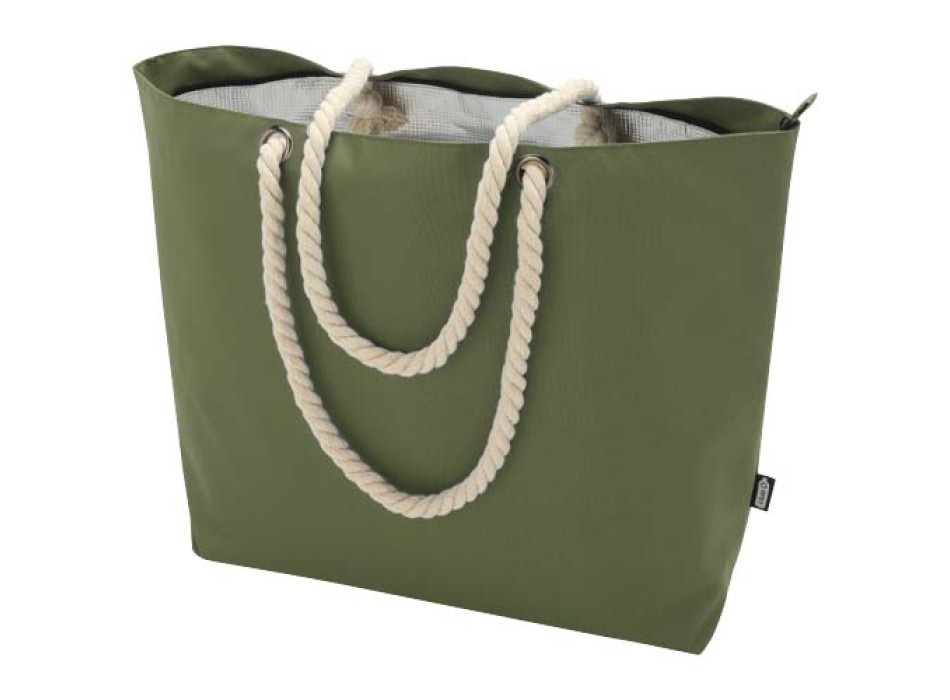 Tote bag termica da spiaggia in materiale riciclato certificato GRS con manici in corda Panama - 23L