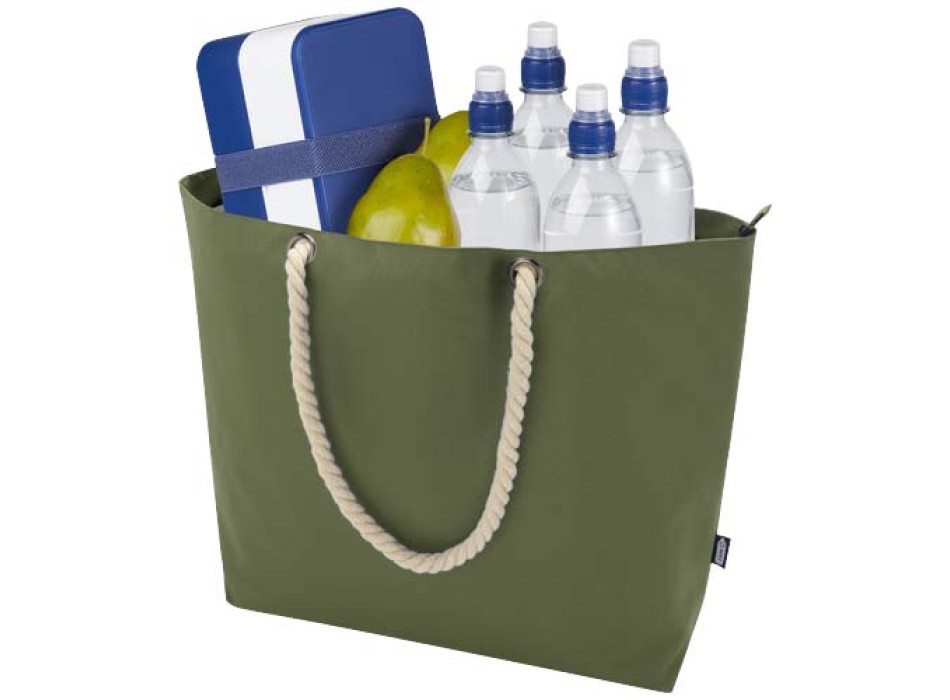 Tote bag termica da spiaggia in materiale riciclato certificato GRS con manici in corda Panama - 23L