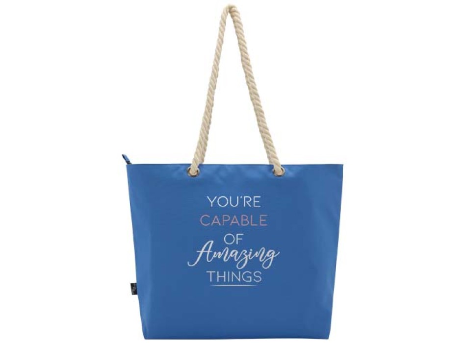 Tote bag termica da spiaggia in materiale riciclato certificato GRS con manici in corda Panama - 23L