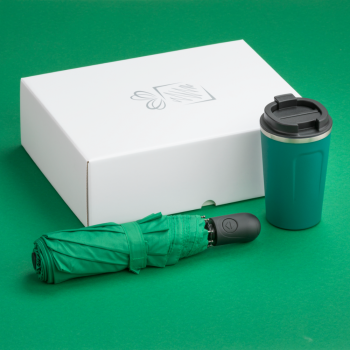 TRAVELLER SET: THERMAL MUG NORDIC 350 ml & FULL AUTOMATIC UMBRELLA