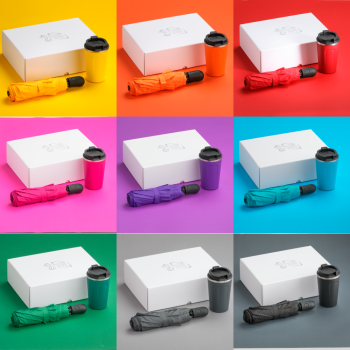 TRAVELLER SET: THERMAL MUG NORDIC 350 ml & FULL AUTOMATIC UMBRELLA