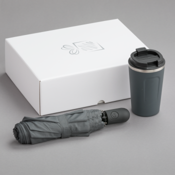 TRAVELLER SET: THERMAL MUG NORDIC 350 ml & FULL AUTOMATIC UMBRELLA