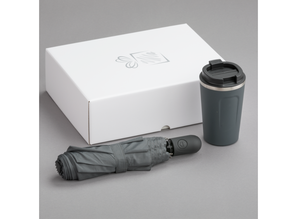 TRAVELLER SET: THERMAL MUG NORDIC 350 ml & FULL AUTOMATIC UMBRELLA