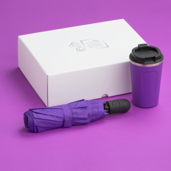 TRAVELLER SET: THERMAL MUG NORDIC 350 ml & FULL AUTOMATIC UMBRELLA