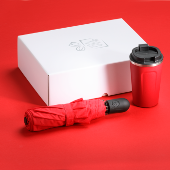 TRAVELLER SET: THERMAL MUG NORDIC 350 ml & FULL AUTOMATIC UMBRELLA