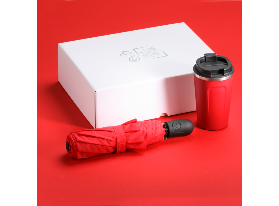 TRAVELLER SET: THERMAL MUG NORDIC 350 ml & FULL AUTOMATIC UMBRELLA