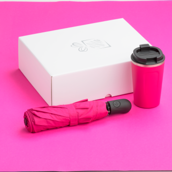 TRAVELLER SET: THERMAL MUG NORDIC 350 ml & FULL AUTOMATIC UMBRELLA