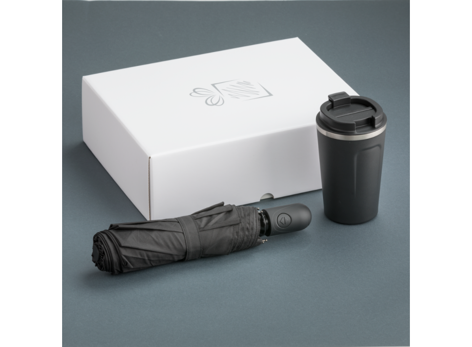 TRAVELLER SET: THERMAL MUG NORDIC 350 ml & FULL AUTOMATIC UMBRELLA