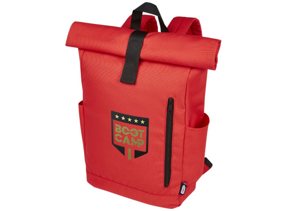 Zaino con chiusura arrotolabile per portatile da 15,6" in PET riciclato certificato GRS Byron 18L