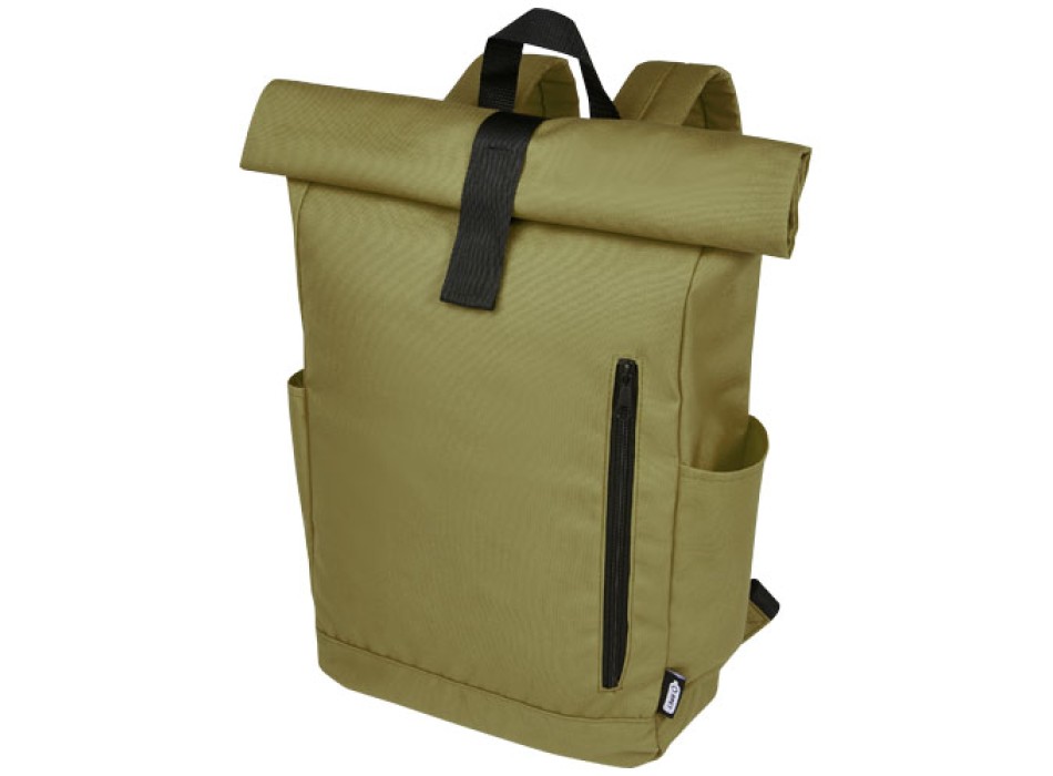 Zaino con chiusura arrotolabile per portatile da 15,6" in PET riciclato certificato GRS Byron 18L