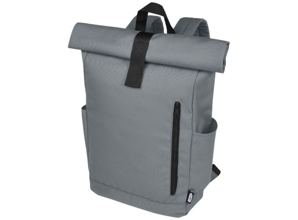 Zaino con chiusura arrotolabile per portatile da 15,6" in PET riciclato certificato GRS Byron 18L