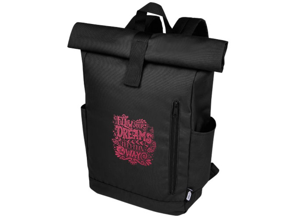 Zaino con chiusura arrotolabile per portatile da 15,6" in PET riciclato certificato GRS Byron 18L