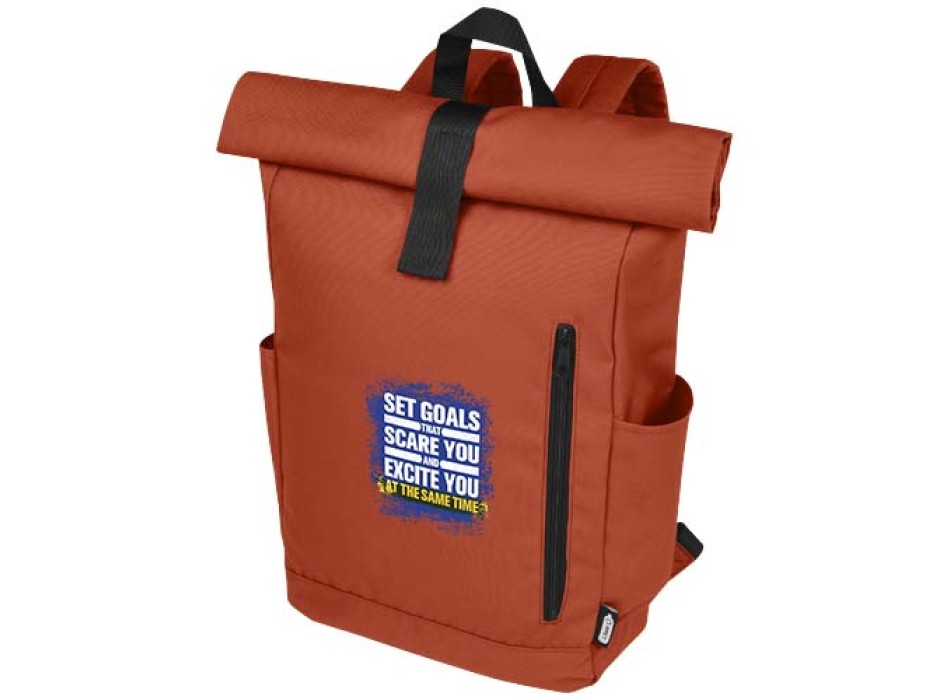 Zaino con chiusura arrotolabile per portatile da 15,6" in PET riciclato certificato GRS Byron 18L