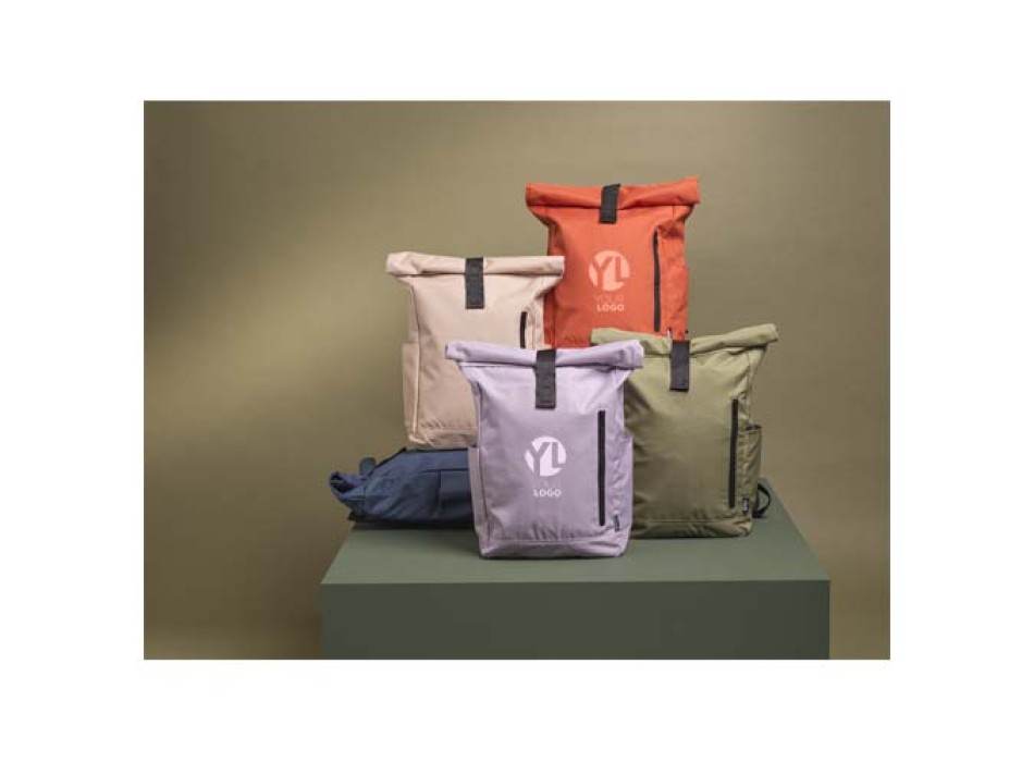 Zaino con chiusura arrotolabile per portatile da 15,6" in PET riciclato certificato GRS Byron 18L