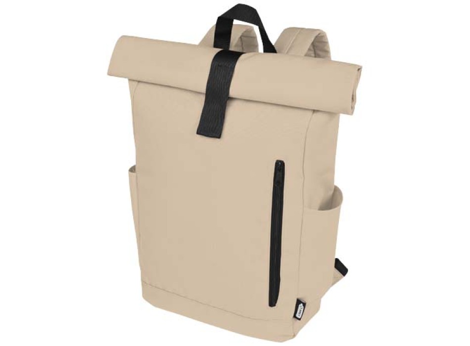Zaino con chiusura arrotolabile per portatile da 15,6" in PET riciclato certificato GRS Byron 18L