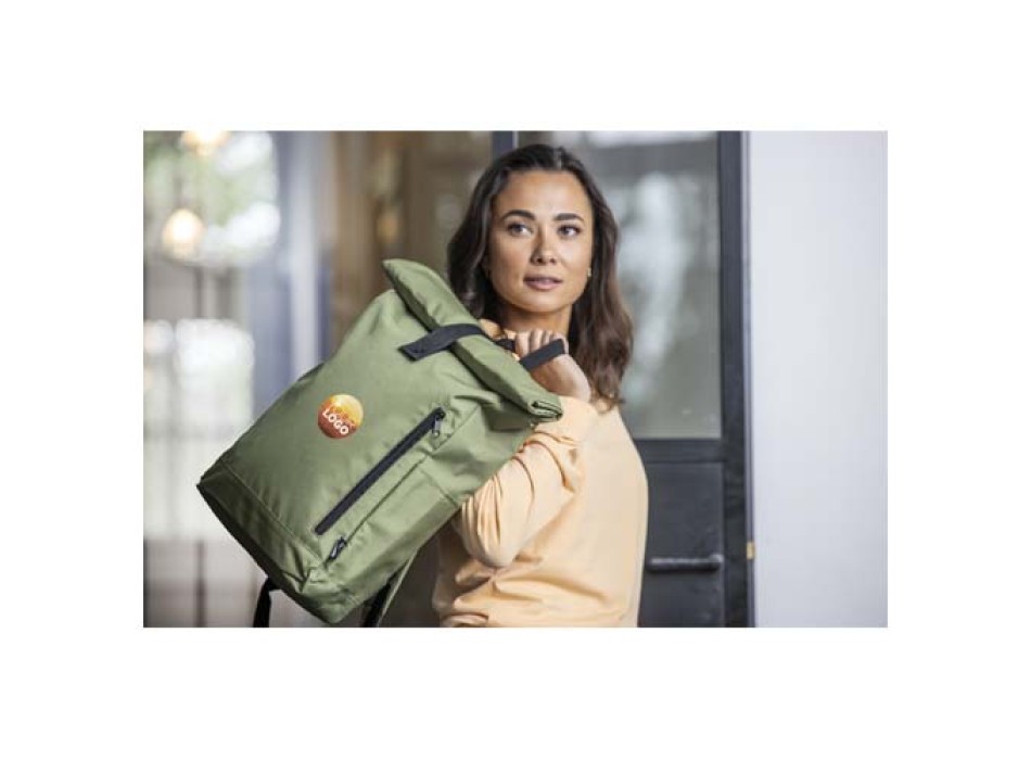 Zaino con chiusura arrotolabile per portatile da 15,6" in PET riciclato certificato GRS Byron 18L