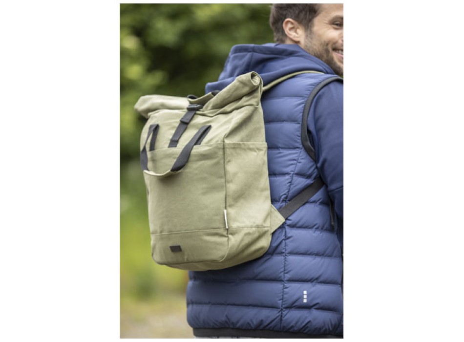 Zaino rolltop per portatile da 15" in canvas riciclato certificato GRS Joey - 15L