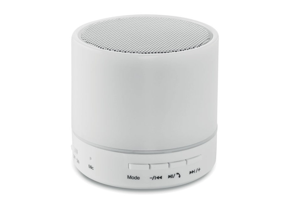 ROUND WHITE - Wireless speaker with LED