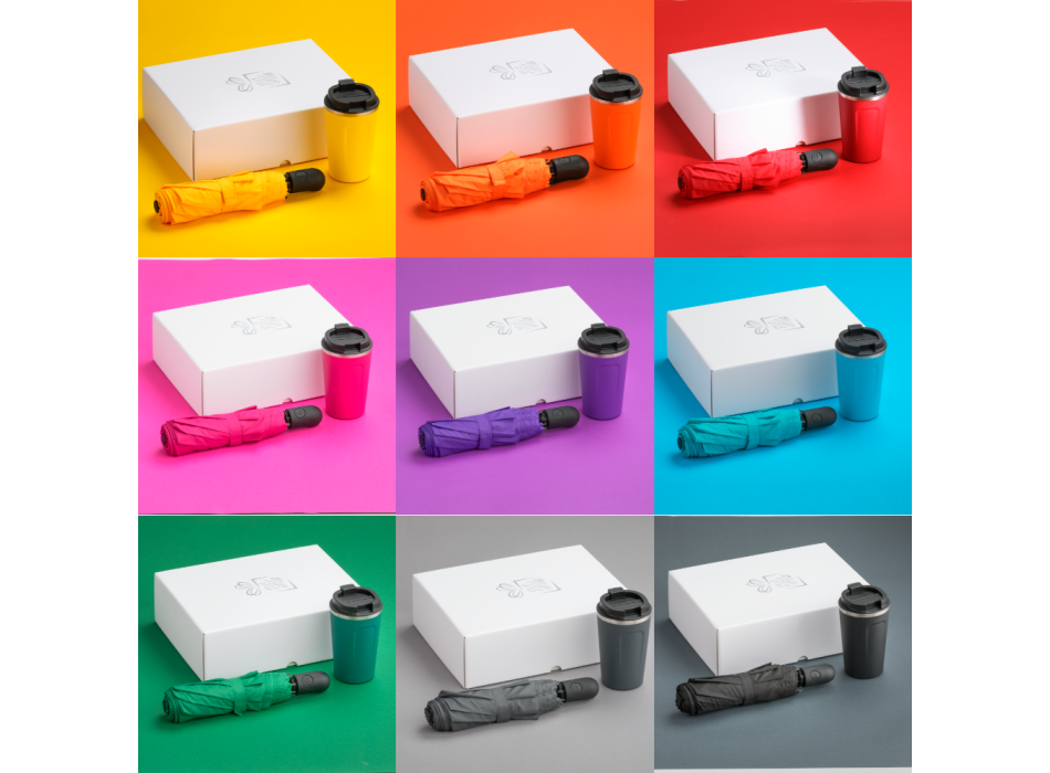 TRAVELLER SET: THERMAL MUG 350 ml & AUTOMATIC UMBRELLA